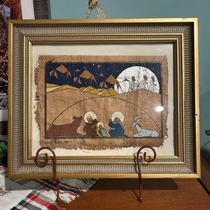 Sylvia Issam signed art nativity, holy family, Christmas decor